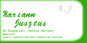 mariann jusztus business card